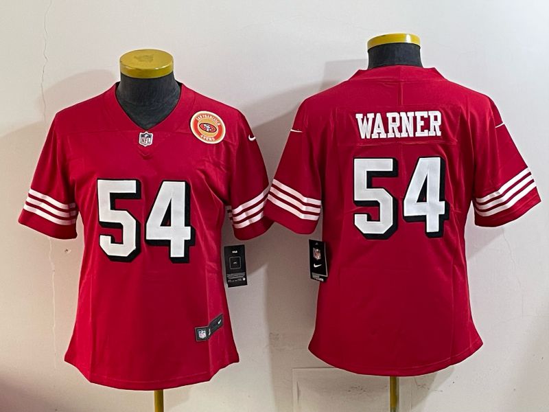 Women 2025 San Francisco 49ers #54 Warner Red Nike Limited NFL Jersey style 009->san francisco 49ers->NFL Jersey